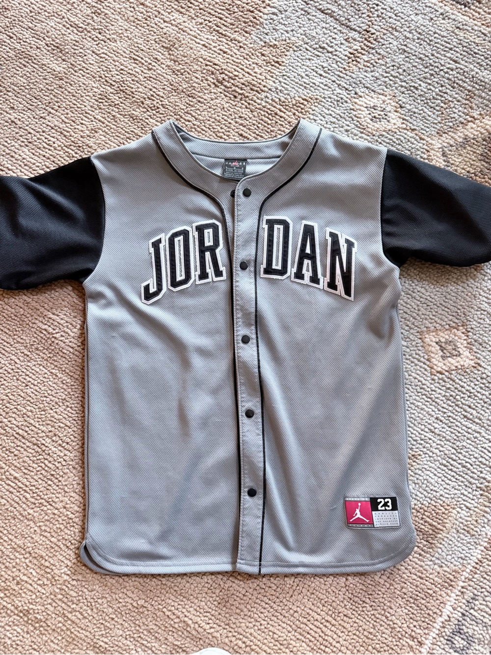 Jordan Gray & Black Kids Baseball Jersey